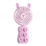 Portable Cellphone Mounted USB Rechargeable Fan Handheld Suction Cup Mobile Phone Bracket Fan with LED Light Pink