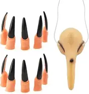 MEIYOUJU AM 1 Pcs Funny Witch Nose Fake Witch Nose 10 Pcs Witch Black Fingernails Halloween Witch Costume Accessories for for Halloween Party Costume Accessory