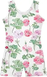 [FRODOTGV] Pink Flower Gymnastics Leotard for Girl Cute Ballet Unitard for Dancewear, Tumbling Class, Swimming