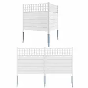 Costway Air Conditioner Fence Panels 114 x 115 cm Vinyl Picket Fence w/Metal Ground Stakes