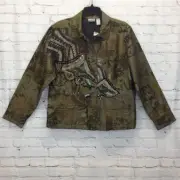 Chico's Fabulous Denim Deah Jacket Size 3 US (L/16) Boho Embellished Embroidered
