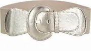 [Gunsound] Women's Wide Stretchy Cinch Belt Vintage Chunky Buckle Elastic Belts for Dress
