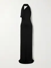 [KHAITE] KHAITE - Roza Draped Jersey Halterneck Maxi Dress - Black - small small Black
