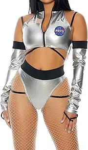Forplay Womens to The Moon Astronaut Costume, Silver