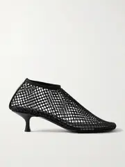 [Christopher Esber] Christopher Esber - Minette Leather-trimmed Crystal-embellished Mesh Pumps - Charcoal - IT36 IT 36 Gray