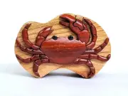 Crab Handcrafted Carved Intarsia Wood Puzzle Box Jewelry Trinket Box