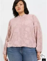 Torrid Blouse Women's 2X Chiffon Clip Floral Bubble Hem $59 NEW