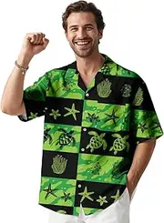 [Kasbao] Hawaiian Shirt for Mens Beach Shirts Short Sleeve Button Shirts for Men Tropical Big Tall Funny Floral Aloha Shirt