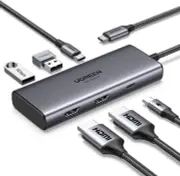 UGREEN Revodok 206 Dual Monitor USB C Hub 6 in 1 Dock Dual HDMI 4K@60Hz Single 8
