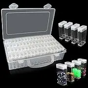 Eiito Diamond Painting Accessories Storage Boxes,5d Diamond Embroidery Beads Art Kits Case Container,(64Grids) (white)