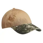 Embroidered Whitetail Deer and Mossy Oak New BreakUp Camo Bill & Tan Crown Cap