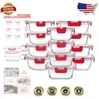 Airtight 24-Piece Meal Prep Glass Containers - Stackable Red Kitchen Must-Have