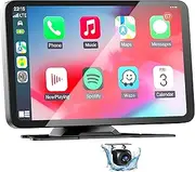 Wireless Car Stereo for Apple Carplay & Android Auto with Rear Camera 7" HD Touch Screen Car Play Screen with Mirror Link, Siri Voice Control, GPS Navigation, AUX for All Vehicles