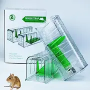 Drasry Mousetrap Indoor Mousetrap Humane Mousetrap Safe for Kids and Pets Catch and Release Reusable Indoor and Outdoor Easy to Set up and Clean Small Rodents 2 Packs (Small)