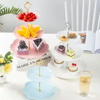 在飛比找樂天市場購物網優惠-蛋糕點心架 陶瓷水果盤歐式三層點心盤蛋糕盤多層糕點盤客廳創意