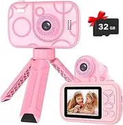 Teslahero Kids Camera Toys for 3-12 Years Old Boys Girls,Children's Camera with Flip-up Lens for Selfie & Video,HD Digital Camera,Christmas Birthday Party Gifts for Child Age 3 4 5 6 7 8 9 (Pink)