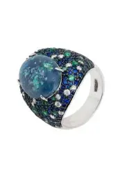 Esmeralda Opal Cocktail Ring Silver