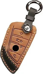 ontto for BMW Key Fob Cover Keyring for MW 1 3 5 7 Series X1 X3 X4 X5 X6 F30 E30 F21 F45 F46 F48 Key Cover Case Accessories Leather Key Holder Keychain Protector 4 Buttons Brown