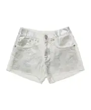 MM6 Maison Margiela Kids Coated-Finish Logo Patch Shorts 16Y,14Y,10Y White