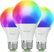 Nanoleaf Matter Essentials E27 LED Bulbs, Pack of 3 RGBW Dimmable Smart Bulbs - Matter Over Thread, Bluetooth Colour Changing Light Bulbs, Works with Google Apple, Room Decor & Gaming