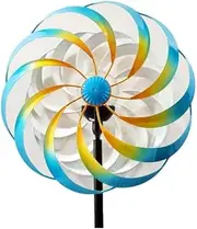 75in Solar Wind Spinner Outdoor - Multi Colour LED Lighting Solar Powered Glass Ball with Kinetic Metal Wind Sculptures & Spinner for Yard Art, Decorative Patio Lawn & Garden Ornament Wind Mill.