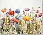 Paint by Number for Adult, Painting by Number Kits On Canvas, Flowers in Spring Meadow DIY Color Oil Painting Acrylic Paints, Flameless Paint by Numbers for Adults and Kids Beginner 16X20 Inch