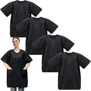 Bonuci 4 Pack Pet Grooming Work Clothes with Zipper, 3XL Size, Anti Static Splash Proof Barber Smock Pet Dog Grooming Smocks Cosmetologist Uniforms for Pet Shop Women Men
