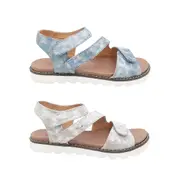 Step On Air Heather Ladies Sandals Flat Sole Sling Back Distressed Look Tab Adjust