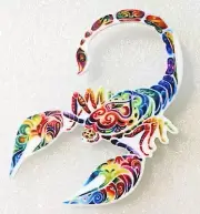 Scorpion Scorpio Zodiac Astrology Multicolor Flat Acrylic Pin Brooch Jewelry