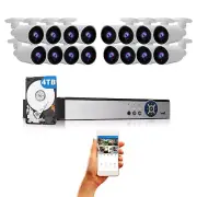 16 Channel 1080p HD CCTV Security Camera System Set NO Cables 4TB HDD