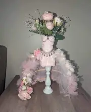 Corset Centerpiece. Mannequin bridal shower Hand made. OOAK. 18 inches tall.