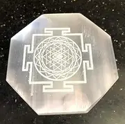 crystalmiracle Beautiful Selenite 3" Etched Charging Plate Crystal Healing Reiki FENG Shui Metaphysical Gemstone Gift Positive Energy Peace Meditation Wellness Handcrafted