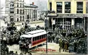 Street Car Strike Indiana Railway Postcard Trolley Interurban Tram RPPC Reprint