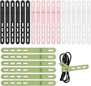 Donruby 24Pcs Silicone Cable Ties - Reusable & Washable with Locking Buckle Design, Adjustable Fastening Cable Straps, Multi-Purpose High Elasticity Cord Organizer (4 Colors)