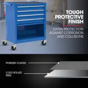 4-Drawer Tool Box Cabinet with 1-Door, 0.1m Trolley Storage, Blue