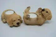 Tea light candle holders Gold Labrador statue ~Ornament ~ Home Decor