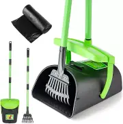 Pooper Scooper Swivel Bin & Rake Kit with 20 Waste Bags, 36.6" Long Handle Adjus