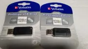 Lot 2 each Verbatim Store' n' Go PinStripe 128GB USB 2.0/3.0 Flash Drive 49071