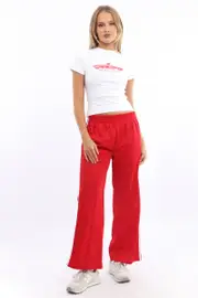 Red Track Pants Side Stripe - Size 10S, Women's Track Long