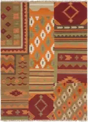 Vintage Hand Woven Carpet 4'8" x 6'4" Traditional Wool Kilim Rug