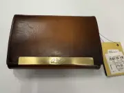 Patricia Nash Oliveri Leather Tri-Fold Wallet W/ RFID Protection Sttained Tan