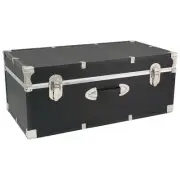 Black Footlocker Trunk Storage Chest Travel Luggage College Dorm Organizer Box