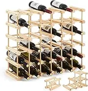 36 Bottles Wooden Wine Rack Stackable Modular Wine Storage DIY Assembly Wine Bottle Holder Cabinet for Inside Cabinet Wine Holder Countertop Home Cabinet Restaurants Bars Kitchen
