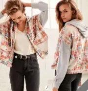 URBAN OUTFITTERS BDG Casio Plaid Patchwork Layered Hooded Jacket Size S NWT $99