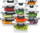24 Pieces Glass Food Storage Containers Set,Glass Meal Prep Containers Stackable