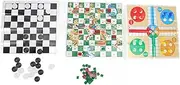 4 in 1 Board Game, Clear Patterned Folding Portable Checkers Game, Flying Chess Game for Youth and Adults
