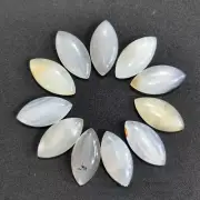 20pcs Natural White Agate Stone Horse Eye CAB CABOCHON 15x30mm Jewelry No Holes