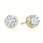 9ct Yellow Gold Round Brilliant Cut with 1/4 CARAT tw of Diamonds Stud Earrings