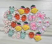 Mixed Flat Back Charms With Rhinestones An Clay Slices, Charms, Craft Supplies,