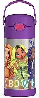 THERMOS FUNTAINER 12 Ounce Stainless Steel Vacuum Insulated Kids Straw Bottle, Rainbow HIGH